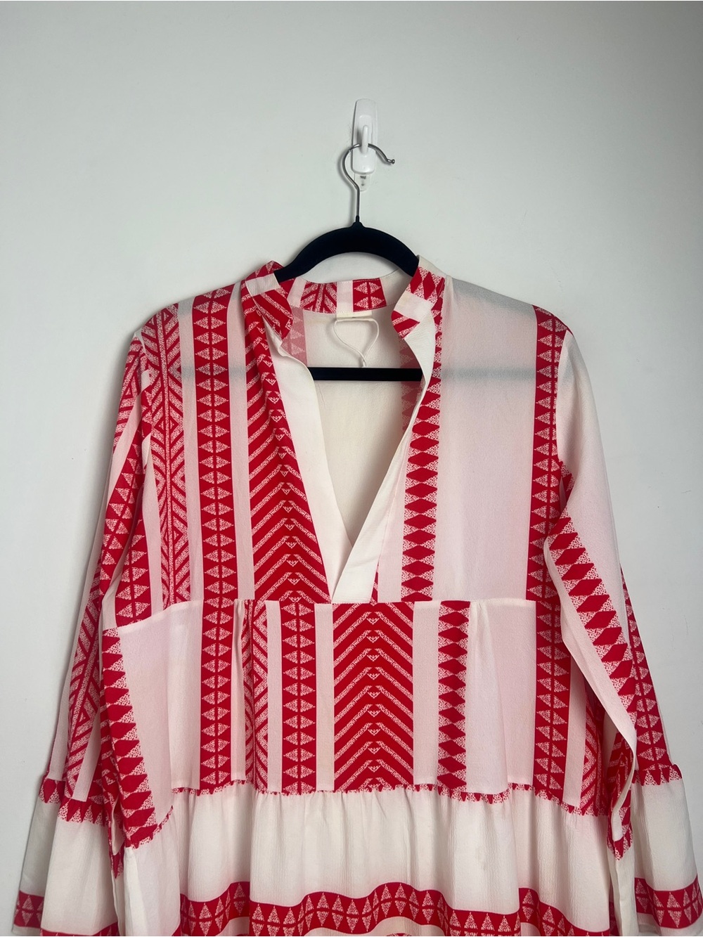 NWOT Silk & Salt Large Red & White Summer Of Love Bohemian Tiered Maxi Dress - Picture 4 of 11